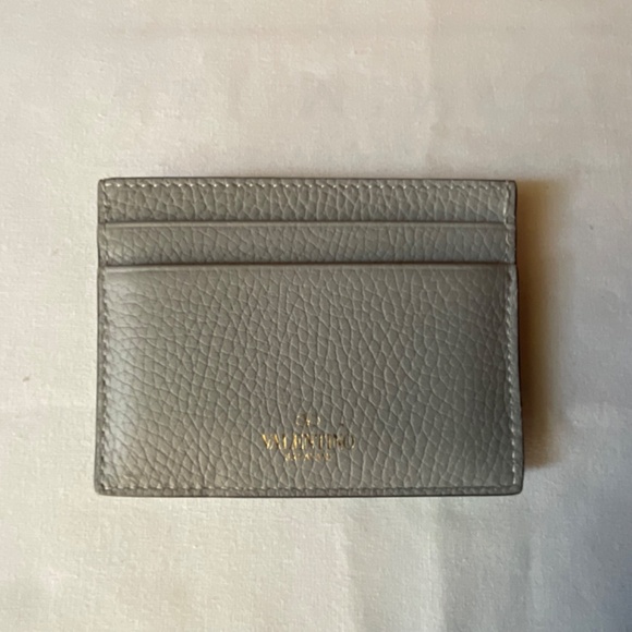 NEW Valentino Garavani Grey Leather Silver RockStud Cards Holder NWT - Picture 11 of 14